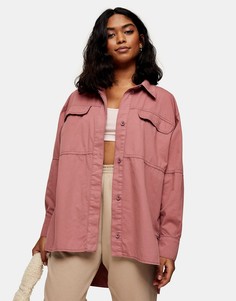 Oversized-рубашка приглушенного розового цвета Topshop-Розовый цвет