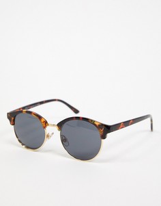 Круглые солнцезащитные очки в черепаховой оправе Topman-Коричневый цвет