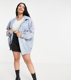 Голубая куртка-бомбер с принтом тай-дай ASOS DESIGN Curve-Голубой