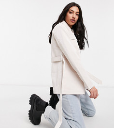 Белый шакет из искусственной кожи со змеиным принтом и с поясом Threadbare Tall Brooke