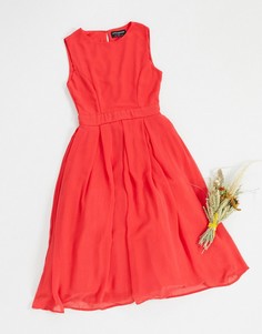 Приталенное платье миди со свободной юбкой Little Mistress-Красный