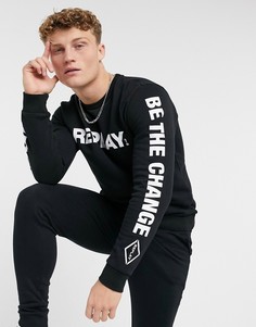 Черный свитшот с круглым вырезом и логотипом Replay-Черный цвет
