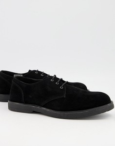 Черные замшевые туфли дерби на массивной подошве Topman-Черный цвет