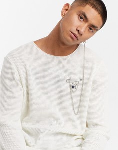 Серебристая фальш-серьга к броши с подвесками ASOS DESIGN-Серебристый