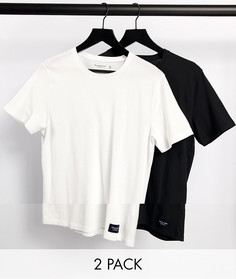 Набор из 2 футболок черного и белого цветов с логотипом Abercrombie & Fitch-Многоцветный