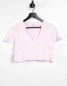 Лиловая футболка с V-образным вырезом Cotton:On-Фиолетовый цвет