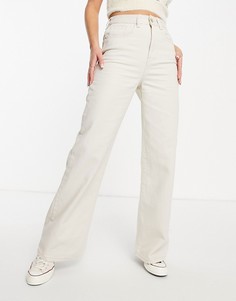 Светло-бежевые джинсы с завышенной талией и широкими штанинами Cotton:On-Белый