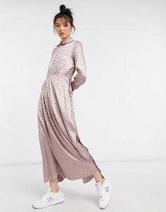Платье миди из жаккарда цвета шампанского Urban Threads-Нейтральный