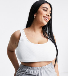 Пижамный кроп-топ белого цвета из ажурного материала с сердечками ASOS DESIGN Curve Выбирай и Комбинируй-Белый