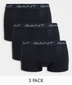 3 пары боксеров-брифов черного цвета с фирменным поясом Gant-Черный цвет