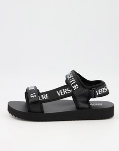 Черные сандалии с ремешками Versace Jeans Couture-Черный цвет