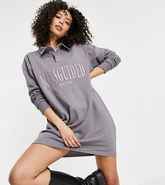 Темно-серое платье-футболка с вышивкой Missguided Tall Rugby-Серый