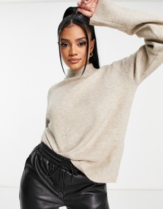 Бежевый вязаный джемпер с круглым вырезом и разрезами по бокам NA-KD-Нейтральный