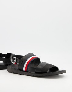 Черные кожаные сандалии Tommy Hilfiger Corporate-Черный цвет