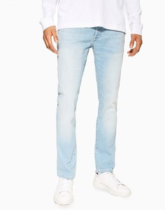 Светлые выбеленные джинсы скинни из эластичной ткани Topman-Голубой