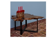 Журнальный стол из спила (wowbotanica) коричневый 88x41x71 см.