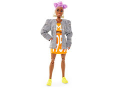 Кукла Mattel Barbie Темнокожая в оранжевом платье и сером пиджаке GNC46