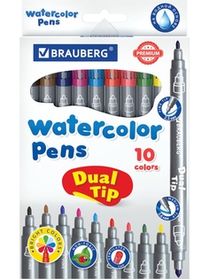Фломастеры двусторонние Brauberg Premium Dual-Tip 10 цветов 151946