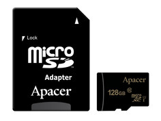 Карта памяти 128Gb - Apacer - Micro Secure Digital XC Class 10 UHS-1 AP128GMCSX10U1-R с переходником под SD