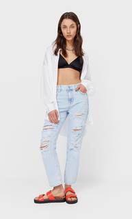 Stradivarius Рубашка Из Сатина Белый Xs