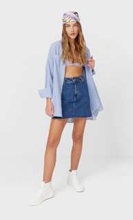 Stradivarius Джинсовая Мини-Юбка Средний Деним 44