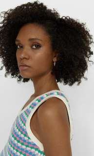 Stradivarius Жилет Из Кружева Кроше Синий L