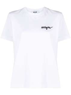 MSGM футболка с вышитым логотипом