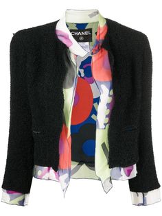 Chanel Pre-Owned жаккардовый жакет 2000-х годов с цветочной подкладкой