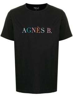agnès b. футболка в стиле колор-блок с логотипом