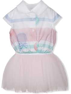 Lapin House платье-рубашка с подолом из тюля