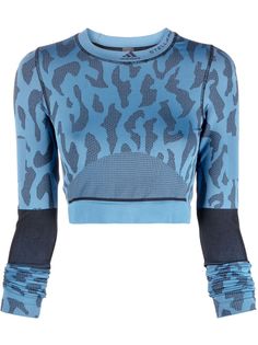 adidas by Stella McCartney укороченный топ TruePurpose с леопардовым принтом