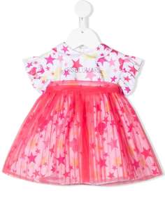 Miss Blumarine платье со вставкой из тюля и принтом