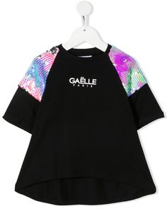 Gaelle Paris Kids футболка из джерси с логотипом и пайетками