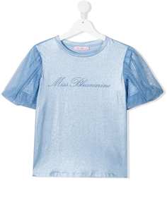 Miss Blumarine топ со вставками из тюля и блестками