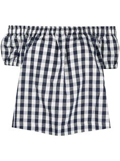 Semicouture блузка в клетку Виши с открытыми плечами