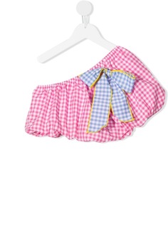 Mariuccia Milano Kids укороченная блузка с открытыми плечами в клетку