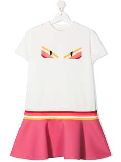 Fendi Kids платье-футболка с графичным принтом