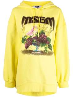 MSGM худи с графичным принтом и длинными рукавами