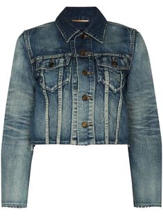 Saint Laurent укороченная джинсовая куртка