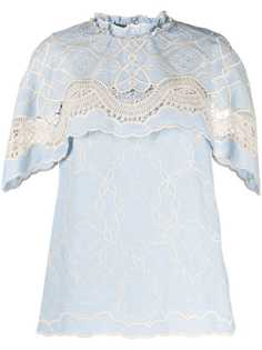 Alberta Ferretti блузка с короткими рукавами и вышивкой