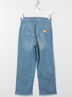 Chloé Kids прямые джинсы с плетеной отделкой