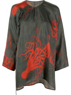 Uma Wang рубашка асимметричного кроя с принтом