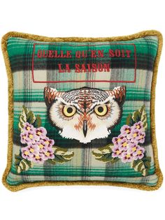 Gucci подушка в клетку тартан с принтом