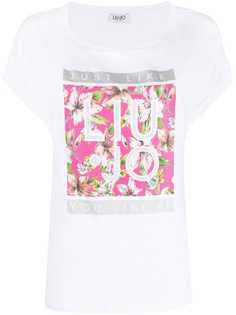 LIU JO футболка с цветочным принтом и логотипом