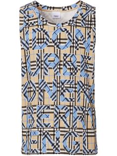 Burberry клетчатый топ без рукавов с логотипом