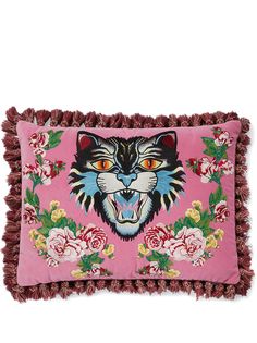 Gucci подушка Angry Cat с вышивкой