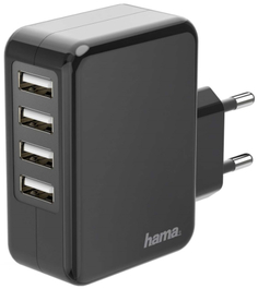 Сетевое зарядное устройство Hama 4х1,2A Black (00173676)