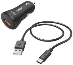 Автомобильное зарядное устройство Hama QC 3A USB Type C Black (00183231)