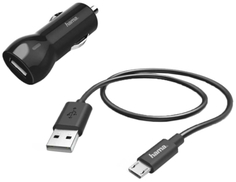Автомобильное зарядное устройство Hama 2,4A microUSB Black (00183246)