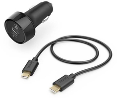 Автомобильное зарядное устройство Hama PD/QC 3A USB Type C Black (00183327)